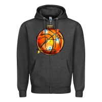 Charcoal Heather christmas baskeball Zipper Hoodie - Zillion Design Studio