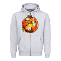 Heather Grey christmas baskeball Zipper Hoodie - Zillion Design Studio