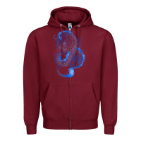 Burgundy blue dragon Zipper Hoodie - RanaPortraitStore