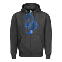 Charcoal Heather blue dragon Zipper Hoodie - RanaPortraitStore