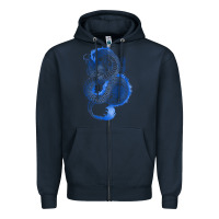 Navy blue dragon Zipper Hoodie - RanaPortraitStore