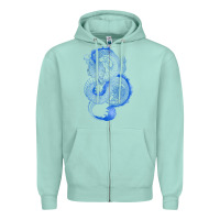 Seafoam blue dragon Zipper Hoodie - RanaPortraitStore