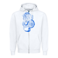 White blue dragon Zipper Hoodie - RanaPortraitStore