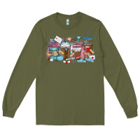 Army Green nurse elements coffee cups Long Sleeve Tee - MaliasSmallBusiness