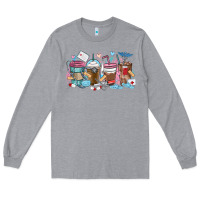 Heather Grey nurse elements coffee cups Long Sleeve Tee - MaliasSmallBusiness