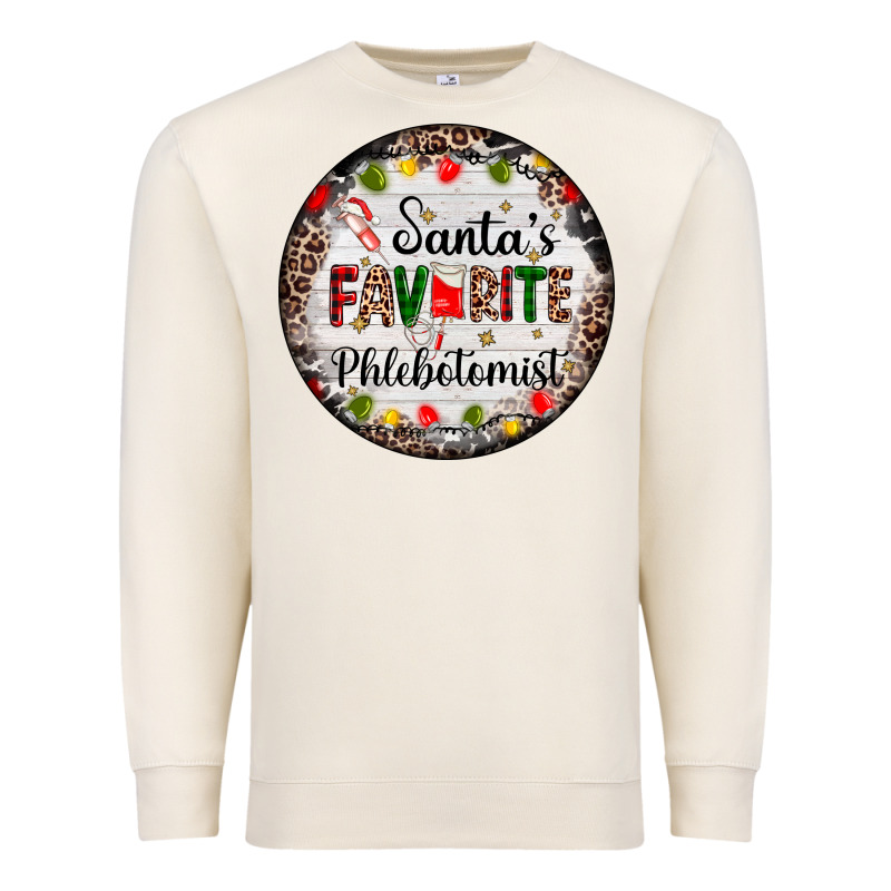 Christmas Santas Favorite Phlebotomist Light Premium Sweatshirt by AdoDesignShop | Teevron