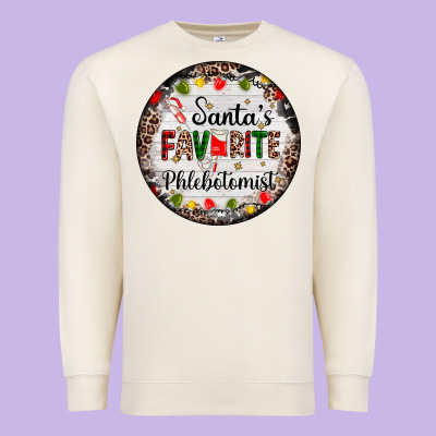 Christmas Santas Favorite Phlebotomist Light Premium Sweatshirt Designed By Adodesignshop