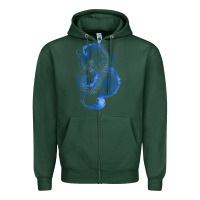 Sports Green blue dragon Zipper Hoodie - RanaPortraitStore
