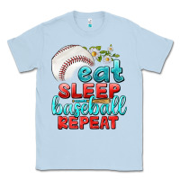 Dusty Blue eat sleep baseball repeat Classic Tee - texasbilliewilder