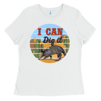 White i can dig it armadillo Ladies Tee - BarkalooDesign