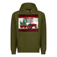 Army Green christmas on the farm tractor Premium Hoodie - Jasminsmagicworld