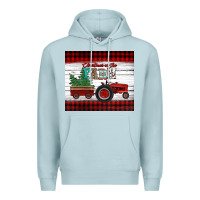 Blue Mist christmas on the farm tractor Premium Hoodie - Jasminsmagicworld