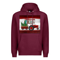 Burgundy christmas on the farm tractor Premium Hoodie - Jasminsmagicworld