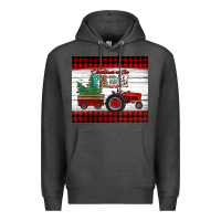 Charcoal Heather christmas on the farm tractor Premium Hoodie - Jasminsmagicworld