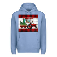 Colony Blue christmas on the farm tractor Premium Hoodie - Jasminsmagicworld
