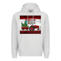Dove Grey christmas on the farm tractor Premium Hoodie - Jasminsmagicworld