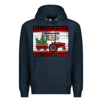 Navy christmas on the farm tractor Premium Hoodie - Jasminsmagicworld