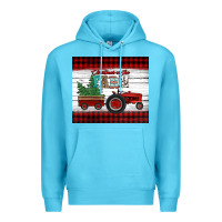 Ocean Blue christmas on the farm tractor Premium Hoodie - Jasminsmagicworld