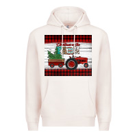Pale Pink christmas on the farm tractor Premium Hoodie - Jasminsmagicworld