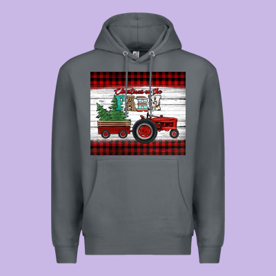 Christmas On The Farm Tractor Premium Hoodie Designed By Jasminsmagicworld
