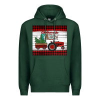 Sports Green christmas on the farm tractor Premium Hoodie - Jasminsmagicworld