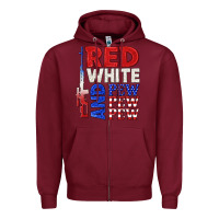 Burgundy red white and pew pew pew Zipper Hoodie - texasbilliewilder