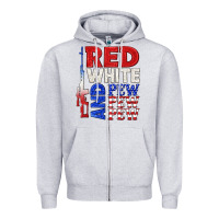 Heather Grey red white and pew pew pew Zipper Hoodie - texasbilliewilder