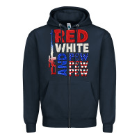 Navy red white and pew pew pew Zipper Hoodie - texasbilliewilder