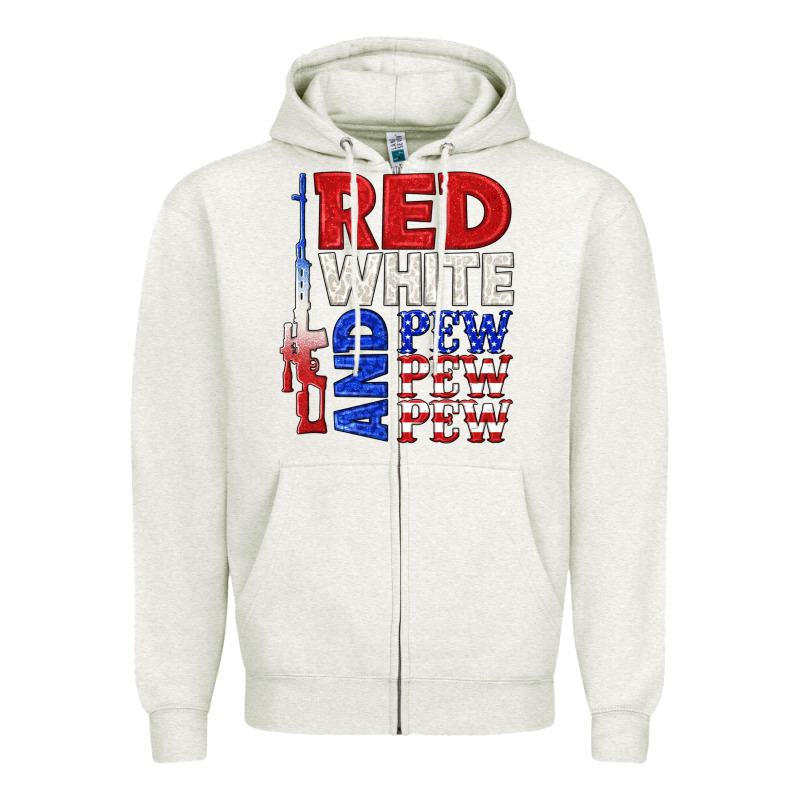 Red White And Pew Pew Pew Zipper Hoodie by texasbilliewilder | Teevron