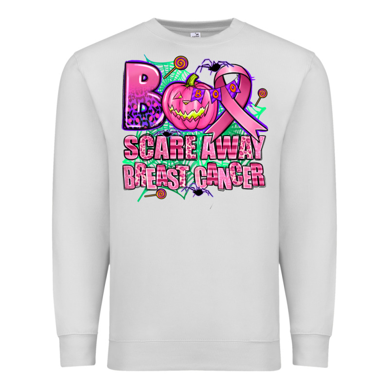 Halloween Boo With Cancer Ribbon Breast Cancer Sca Premium Sweatshirt by AdoDesignShop | Teevron
