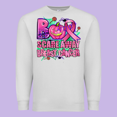 Halloween Boo With Cancer Ribbon Breast Cancer Sca Premium Sweatshirt Designed By Adodesignshop