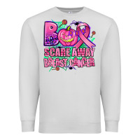 Dove Grey halloween boo with cancer ribbon breast cancer sca Premium Sweatshirt - AdoDesignShop