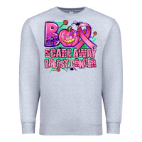 Heather Grey halloween boo with cancer ribbon breast cancer sca Premium Sweatshirt - AdoDesignShop