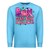 Ocean Blue halloween boo with cancer ribbon breast cancer sca Premium Sweatshirt - AdoDesignShop