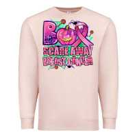 Pale Pink halloween boo with cancer ribbon breast cancer sca Premium Sweatshirt - AdoDesignShop