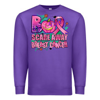 Purple halloween boo with cancer ribbon breast cancer sca Premium Sweatshirt - AdoDesignShop