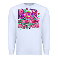 White halloween boo with cancer ribbon breast cancer sca Premium Sweatshirt - AdoDesignShop