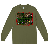 Army Green christmas green plaid background Long Sleeve Tee - BarkalooDesign