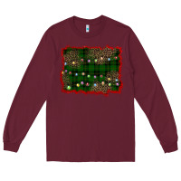 Burgundy christmas green plaid background Long Sleeve Tee - BarkalooDesign