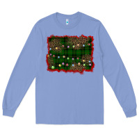 Colony Blue christmas green plaid background Long Sleeve Tee - BarkalooDesign