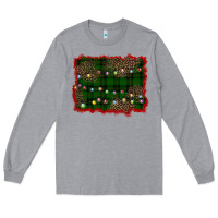Heather Grey christmas green plaid background Long Sleeve Tee - BarkalooDesign