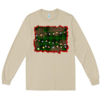 Mushroom christmas green plaid background Long Sleeve Tee - BarkalooDesign