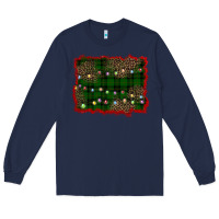 Navy christmas green plaid background Long Sleeve Tee - BarkalooDesign