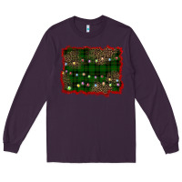 Plum christmas green plaid background Long Sleeve Tee - BarkalooDesign