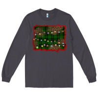 Smoke christmas green plaid background Long Sleeve Tee - BarkalooDesign