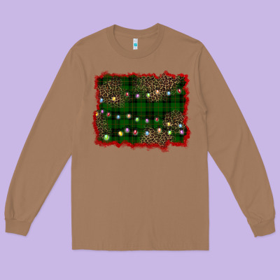 Christmas Green Plaid Background Long Sleeve Tee Designed By Barkaloodesign