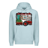 Blue Mist christmas on the farm tractor buffalo plaid Premium Hoodie - Jasminsmagicworld