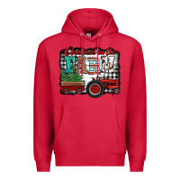Cardinal christmas on the farm tractor buffalo plaid Premium Hoodie - Jasminsmagicworld