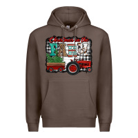 Coffee christmas on the farm tractor buffalo plaid Premium Hoodie - Jasminsmagicworld