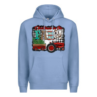 Colony Blue christmas on the farm tractor buffalo plaid Premium Hoodie - Jasminsmagicworld